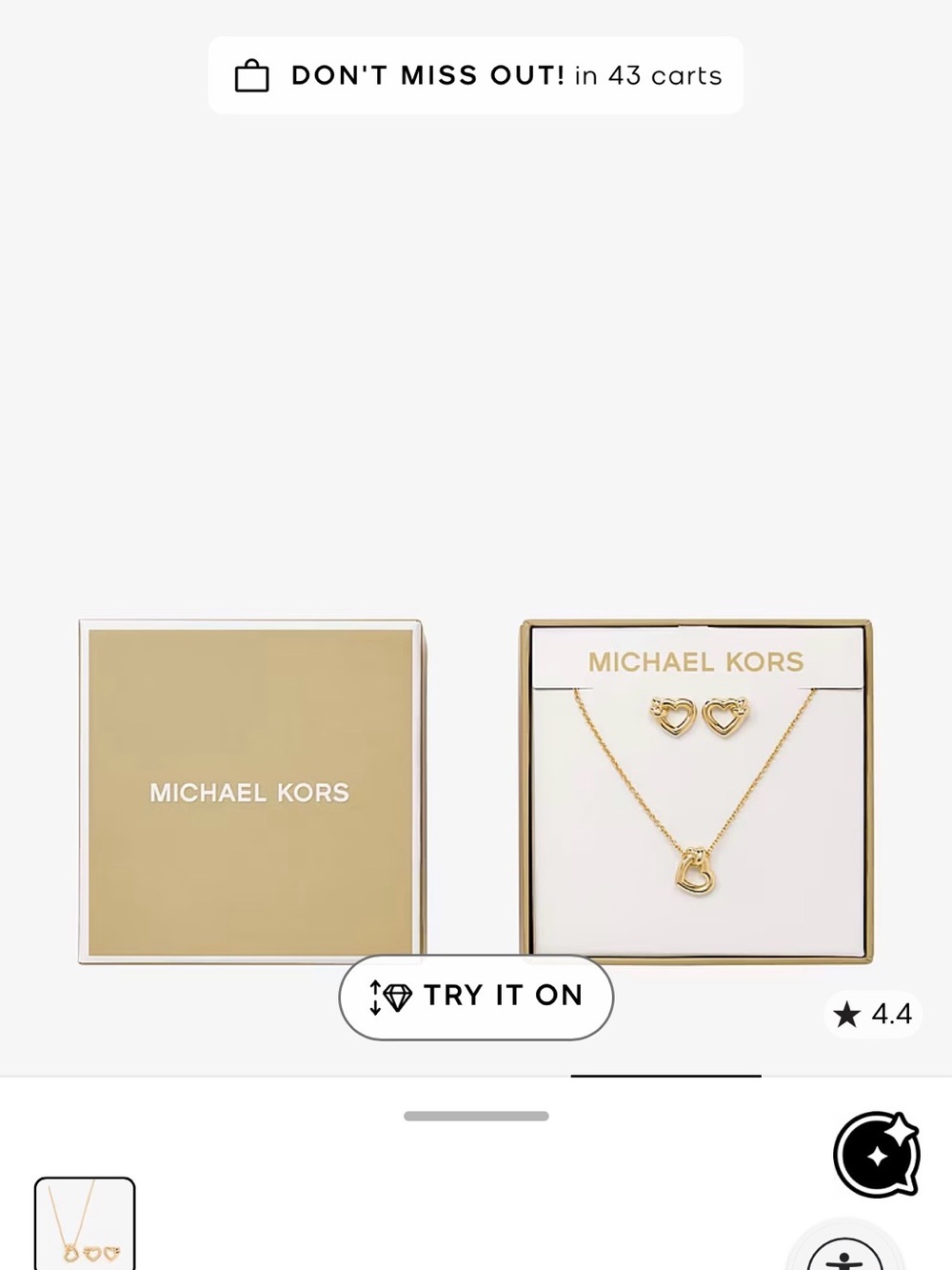 Michael Kors Gold Knotted Heart Necklace and Earrings Gift Set